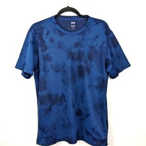 Uniqlo Blue Tie Dye Athletic Crew  Neck Short Sleeve T-shirt sz Large